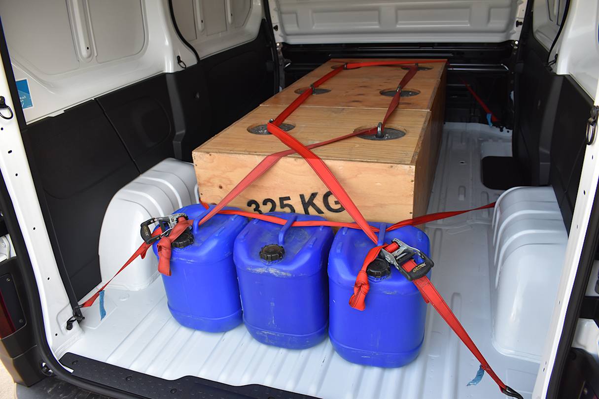 We forklifted 1065kg into the cargo bay, which with our driver equalled an 1175kg payload that was only 40kg short of the maximum rating.